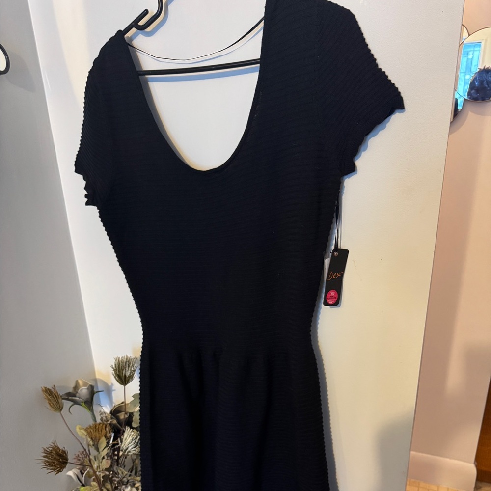 Dex Black Scoop Neck Fit-and-Flare Dress